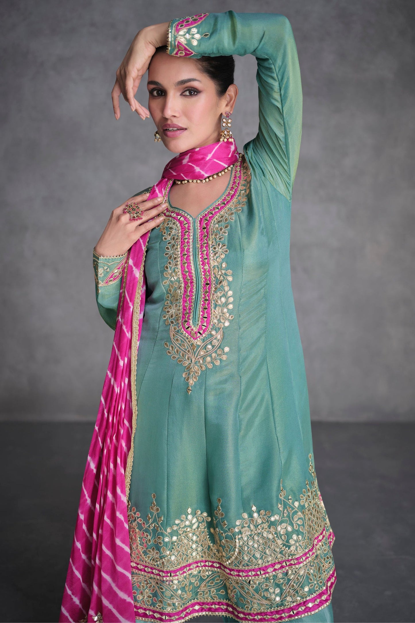 Green Organza Salwar suit