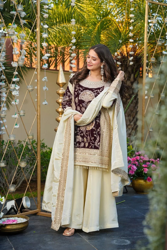 ZARMINA VELVET SHARARA SET