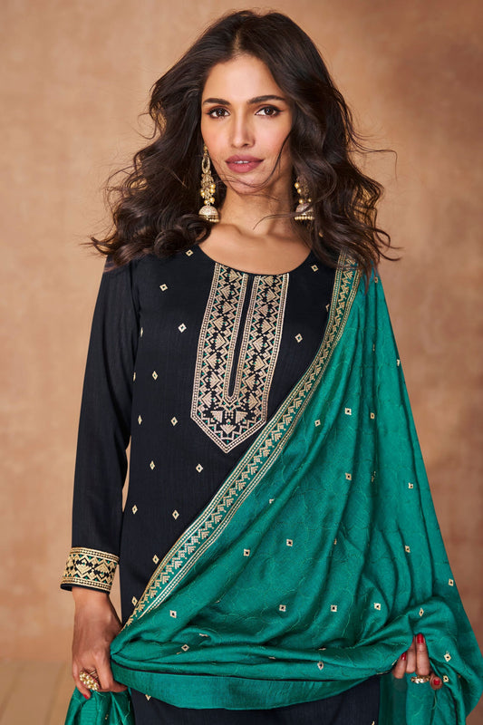 Navy Blue Silk Salwar suit