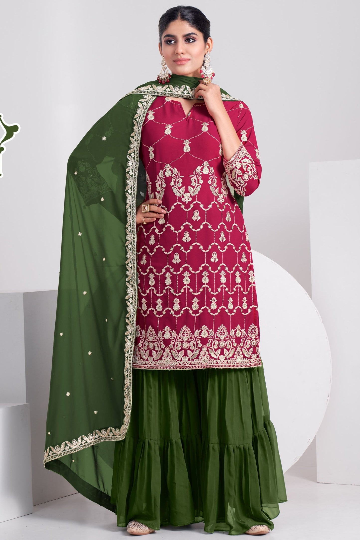 Pink Georgette Sharara suit