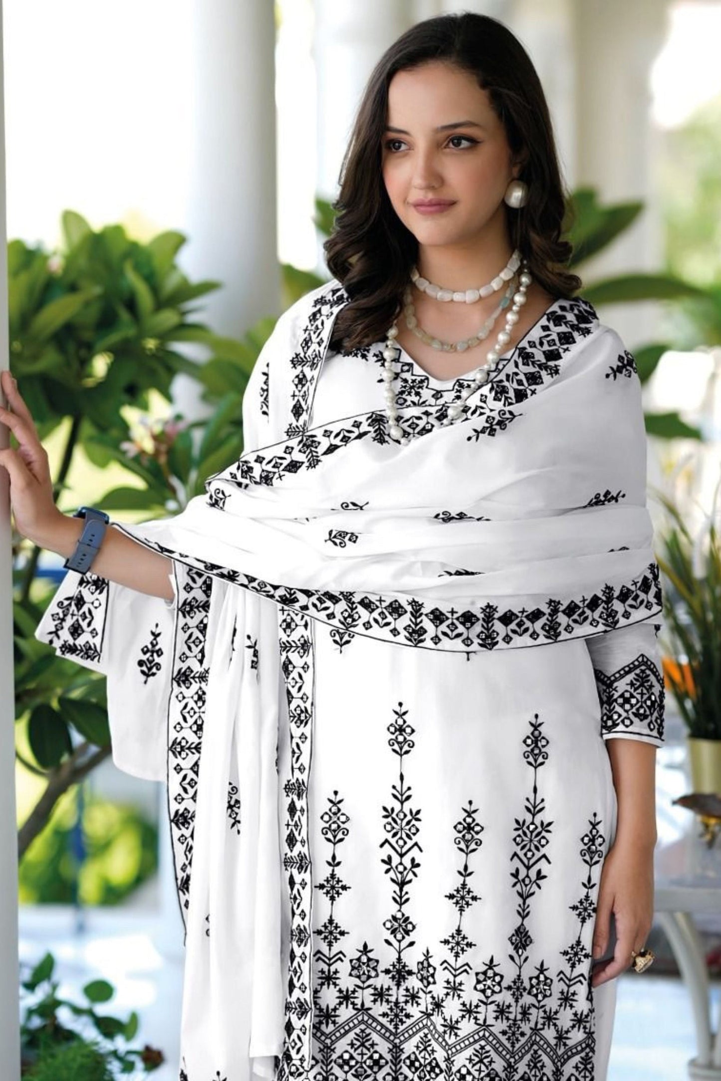 White Mal Mal Sharara Suit