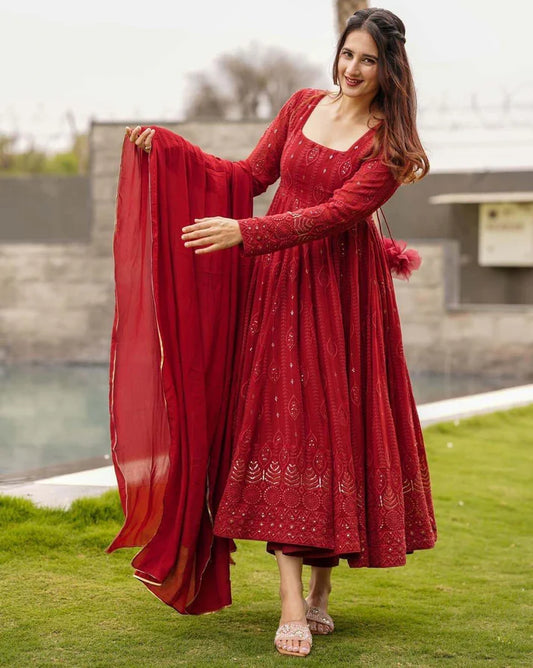 Anarkali georgette suit set with sequin work