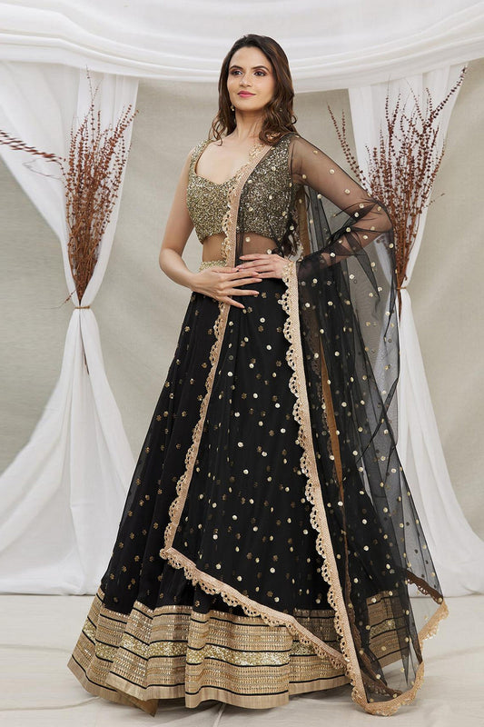 .Black Georgette Lehenga Choli  - Sequence Embroidery Work