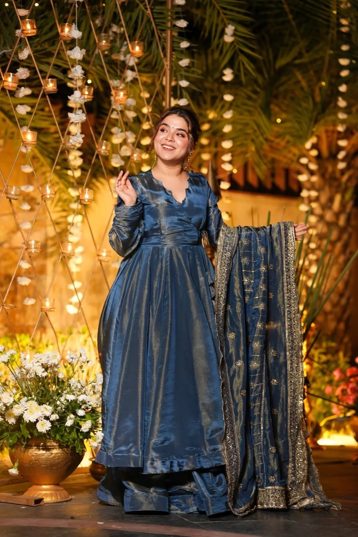 STARFALL BLUE WEDDING WEAR ANARKALI SUIT SET