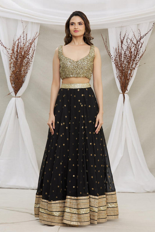 .Black Georgette Lehenga Choli  - Sequence Embroidery Work