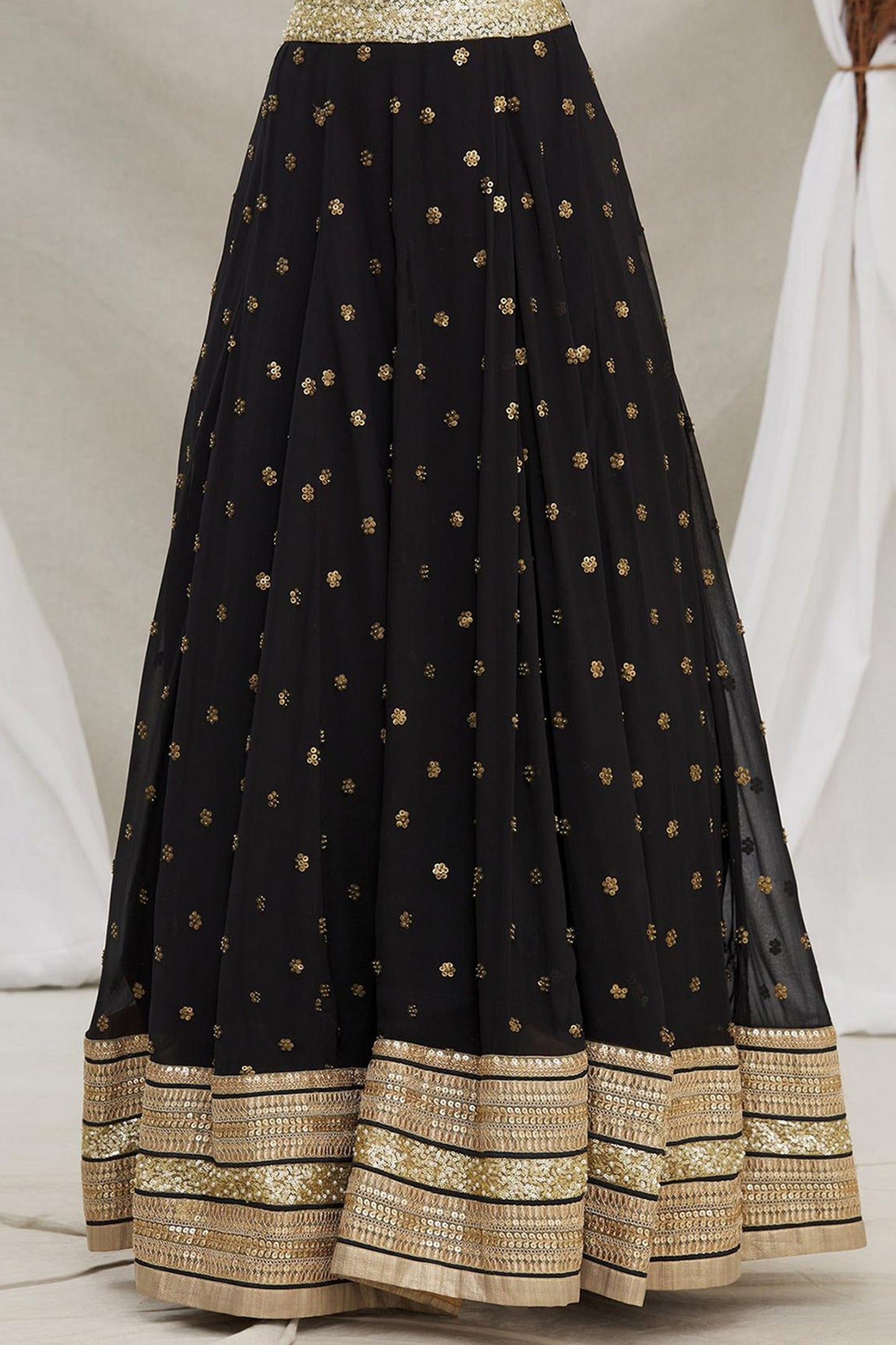 .Black Georgette Lehenga Choli  - Sequence Embroidery Work