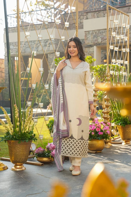 PURPLUNA PRINTED KURTA SET