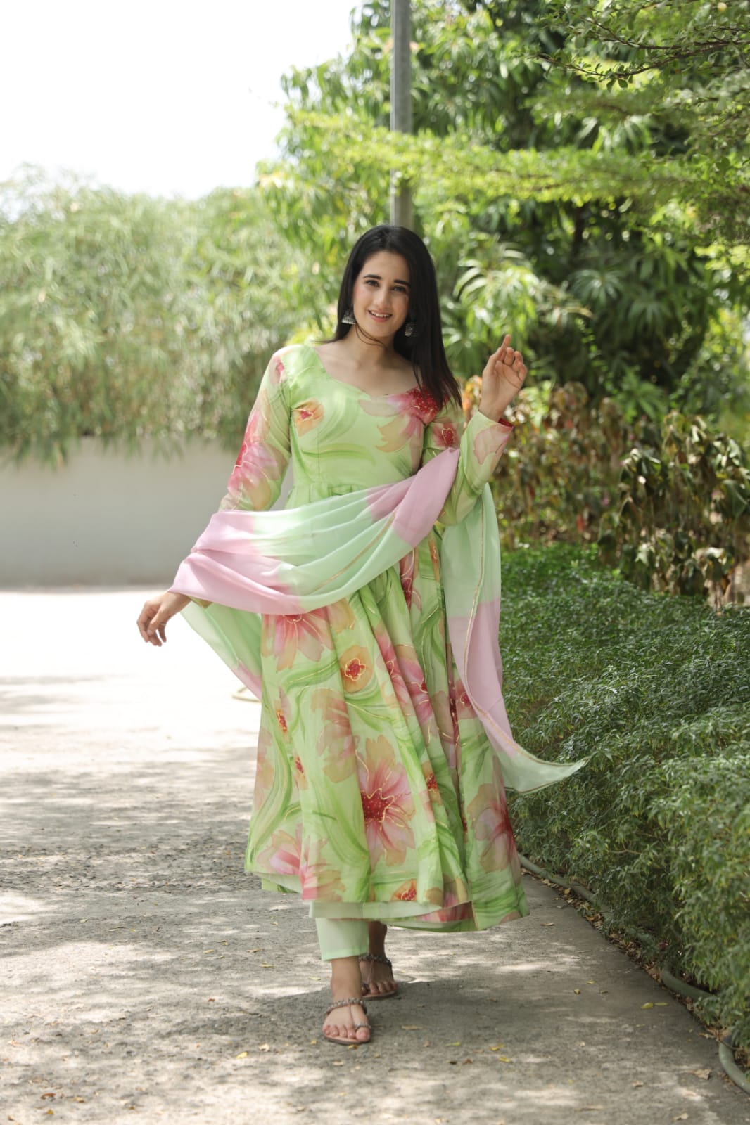 MULTI PISTA COLOURED ANARKALI SUIT