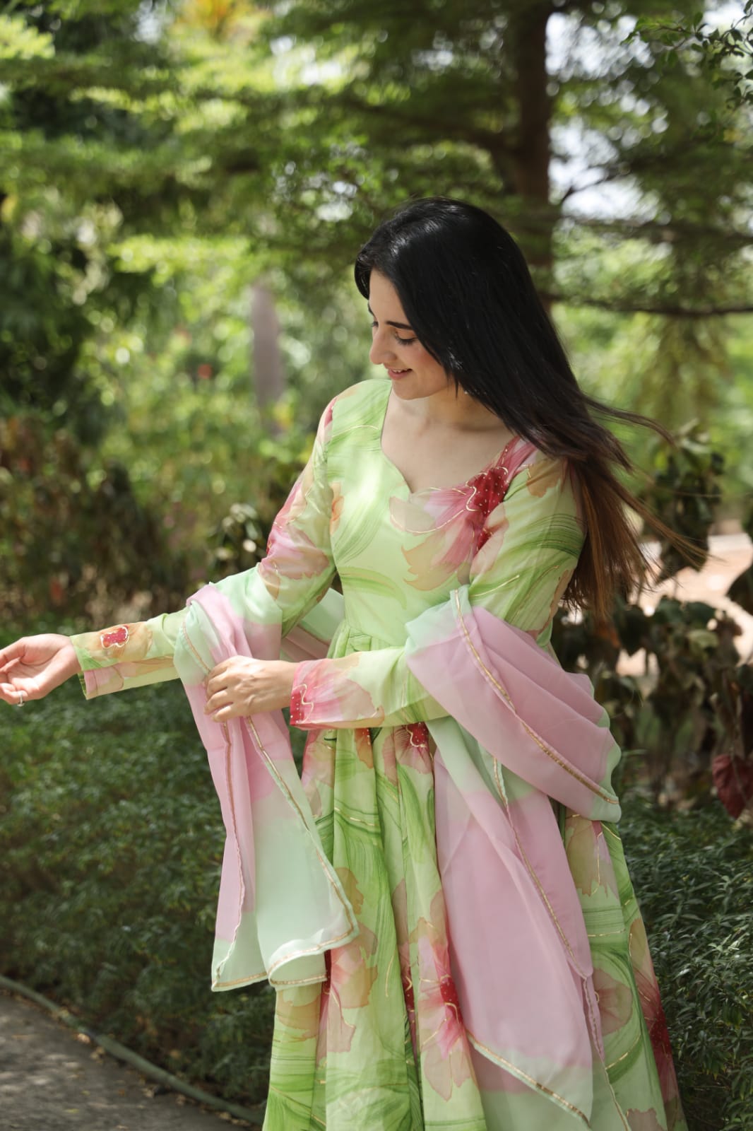 MULTI PISTA COLOURED ANARKALI SUIT