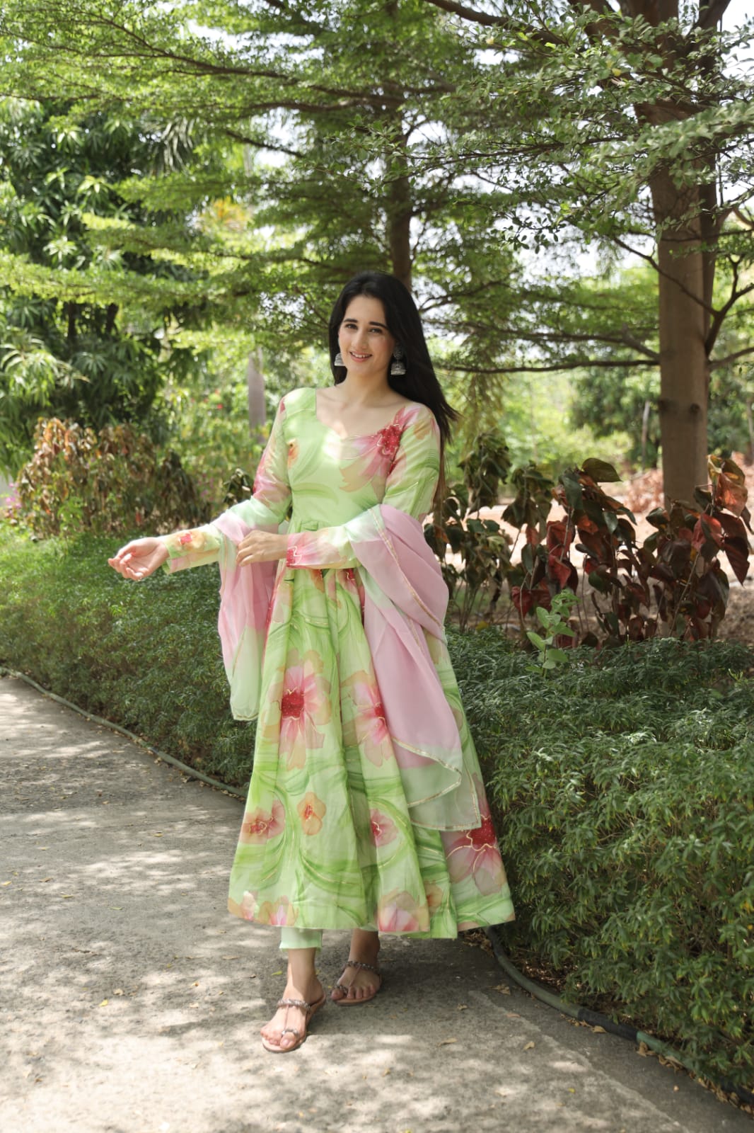 MULTI PISTA COLOURED ANARKALI SUIT