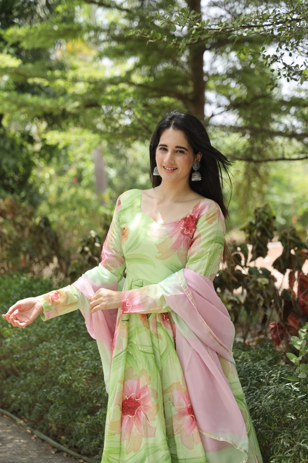MULTI PISTA COLOURED ANARKALI SUIT