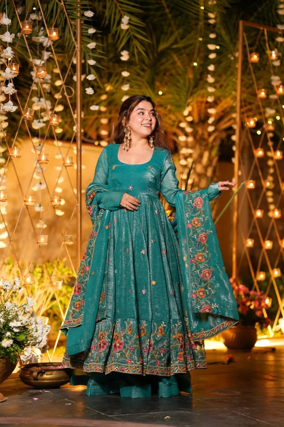 SAMHITA BLOOMWEAVE SILK ANARKALI SUIT SET