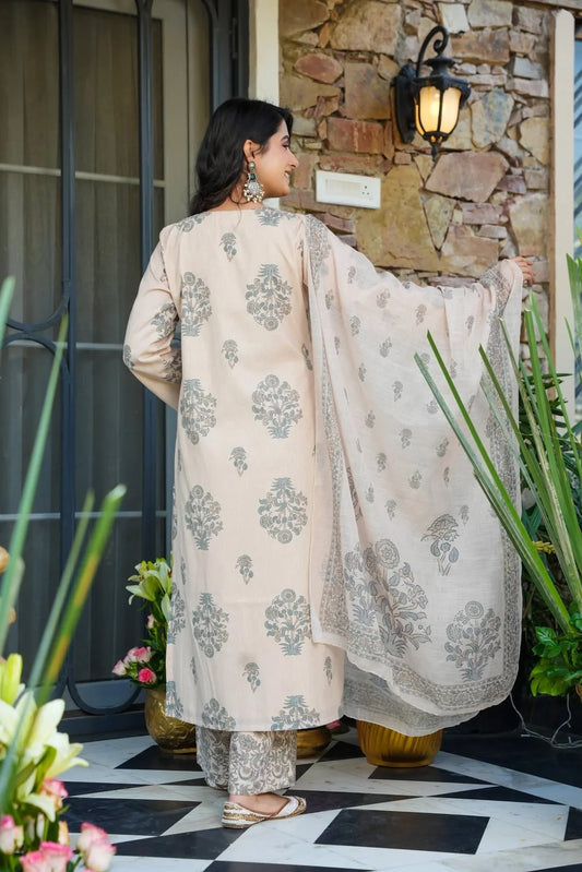 SAFRIN BLOCKPRINTED COTTON KURTA SET