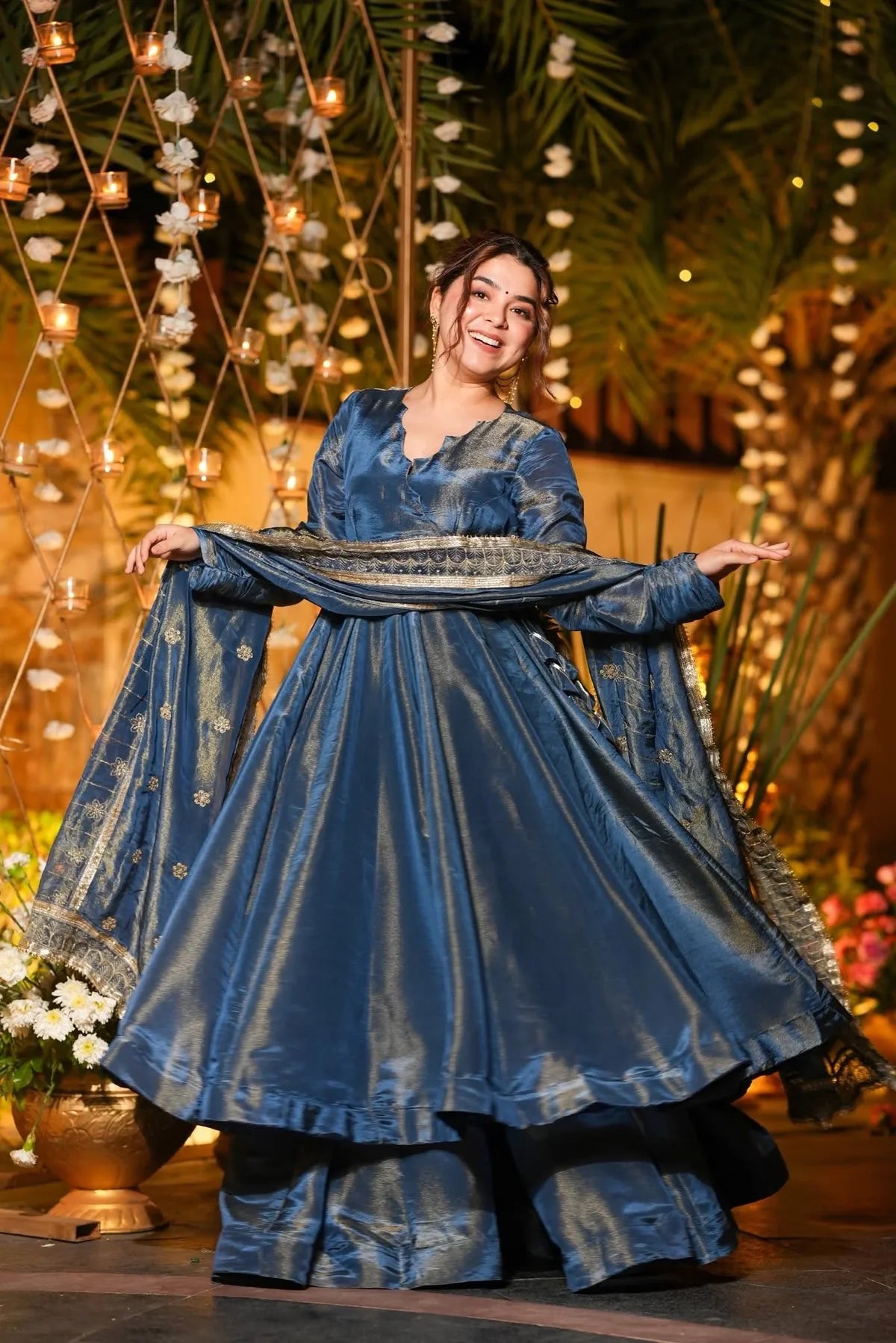 STARFALL BLUE WEDDING WEAR ANARKALI SUIT SET