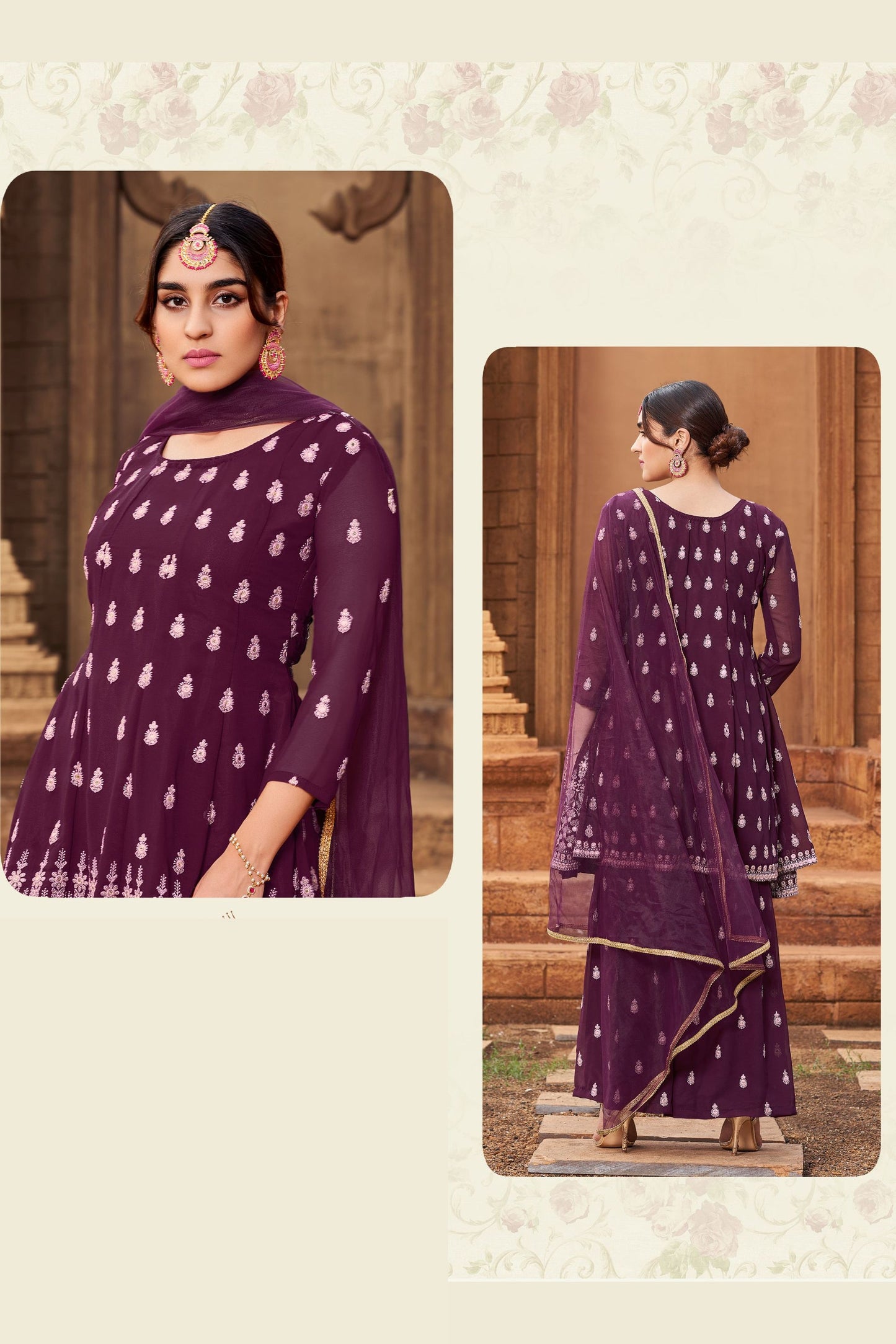 Purple Georgette Sharara suit