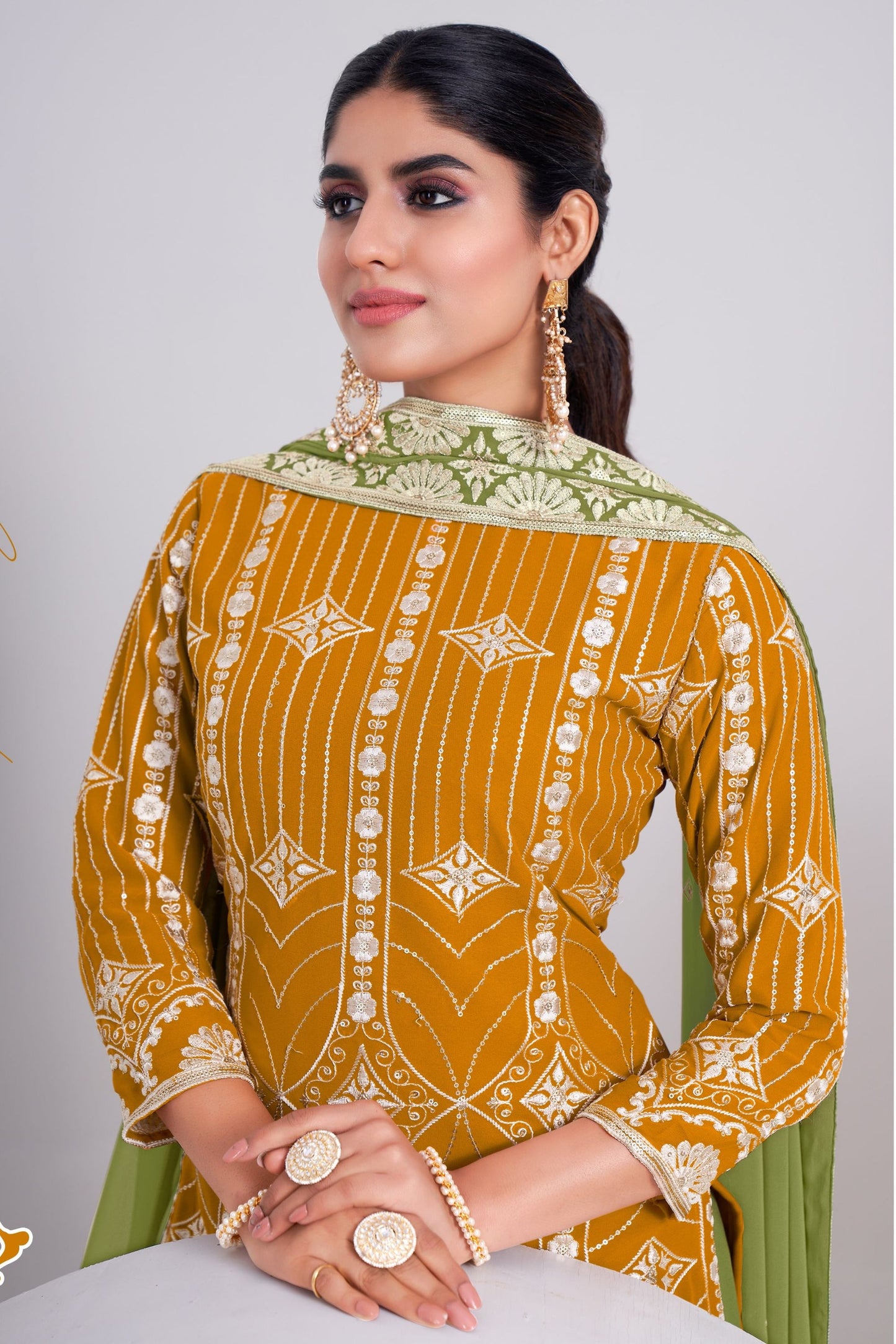 Yellow Georgette Sharara suit