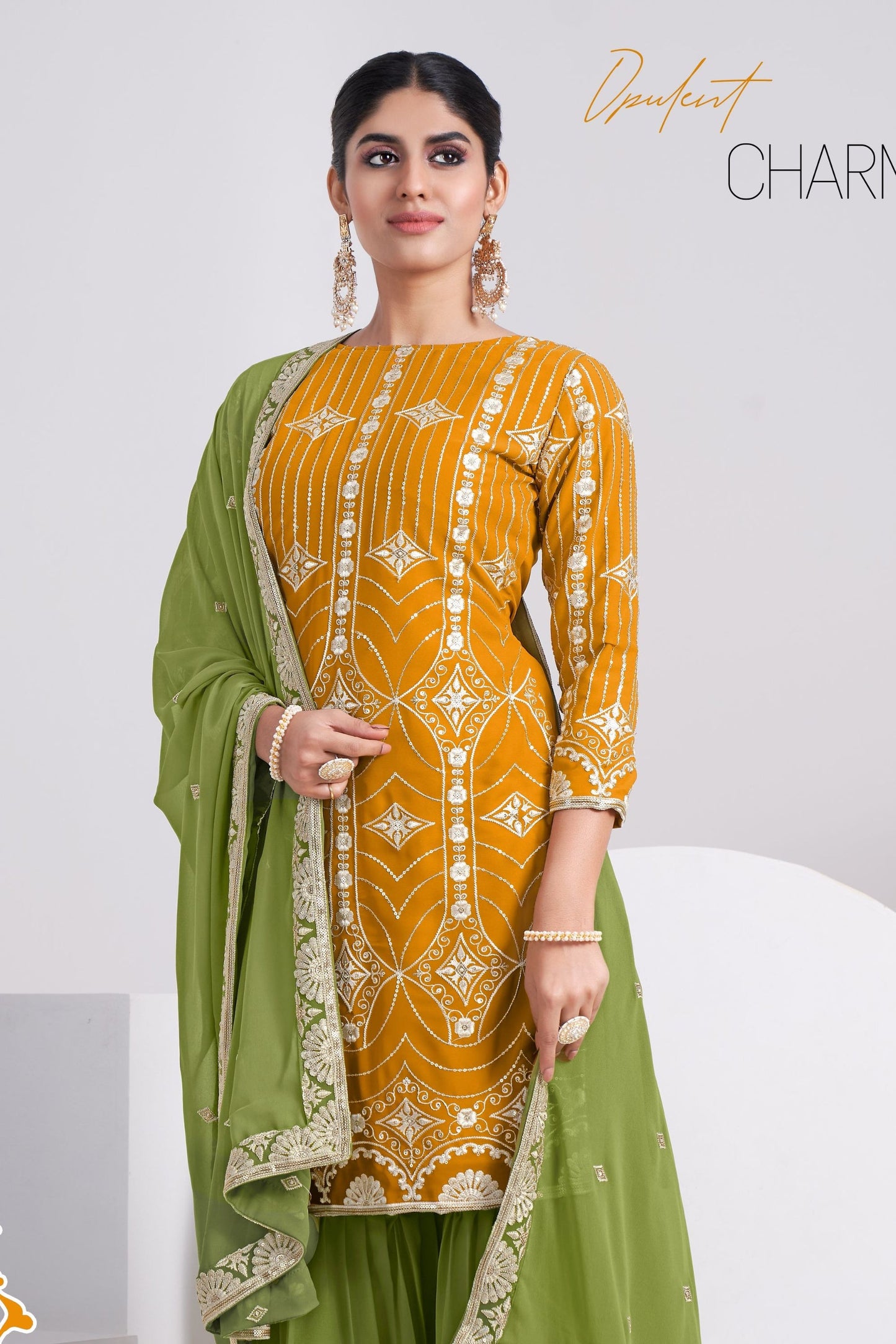 Yellow Georgette Sharara suit