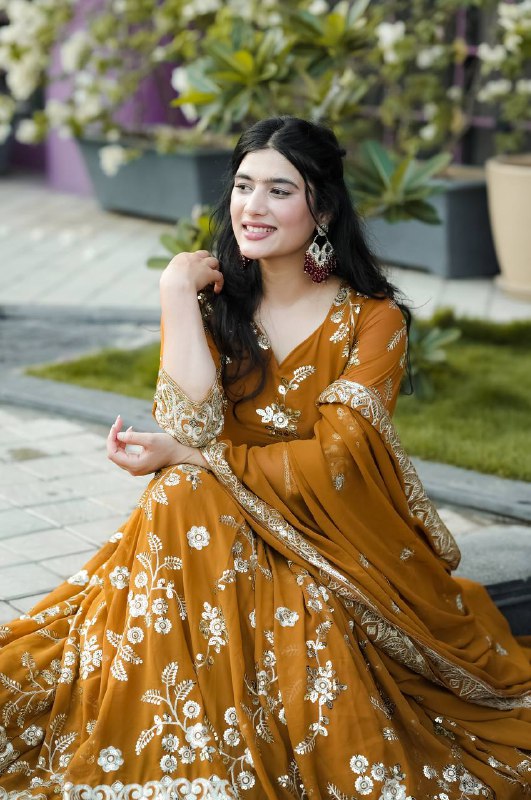 BROWN COLOR ANARKALI SUIT SET