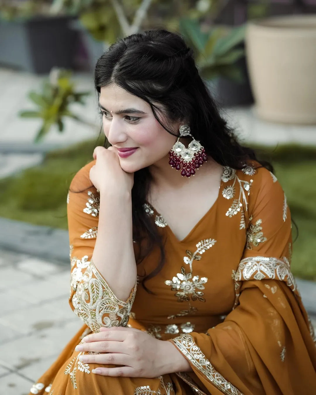 BROWN COLOR ANARKALI SUIT SET