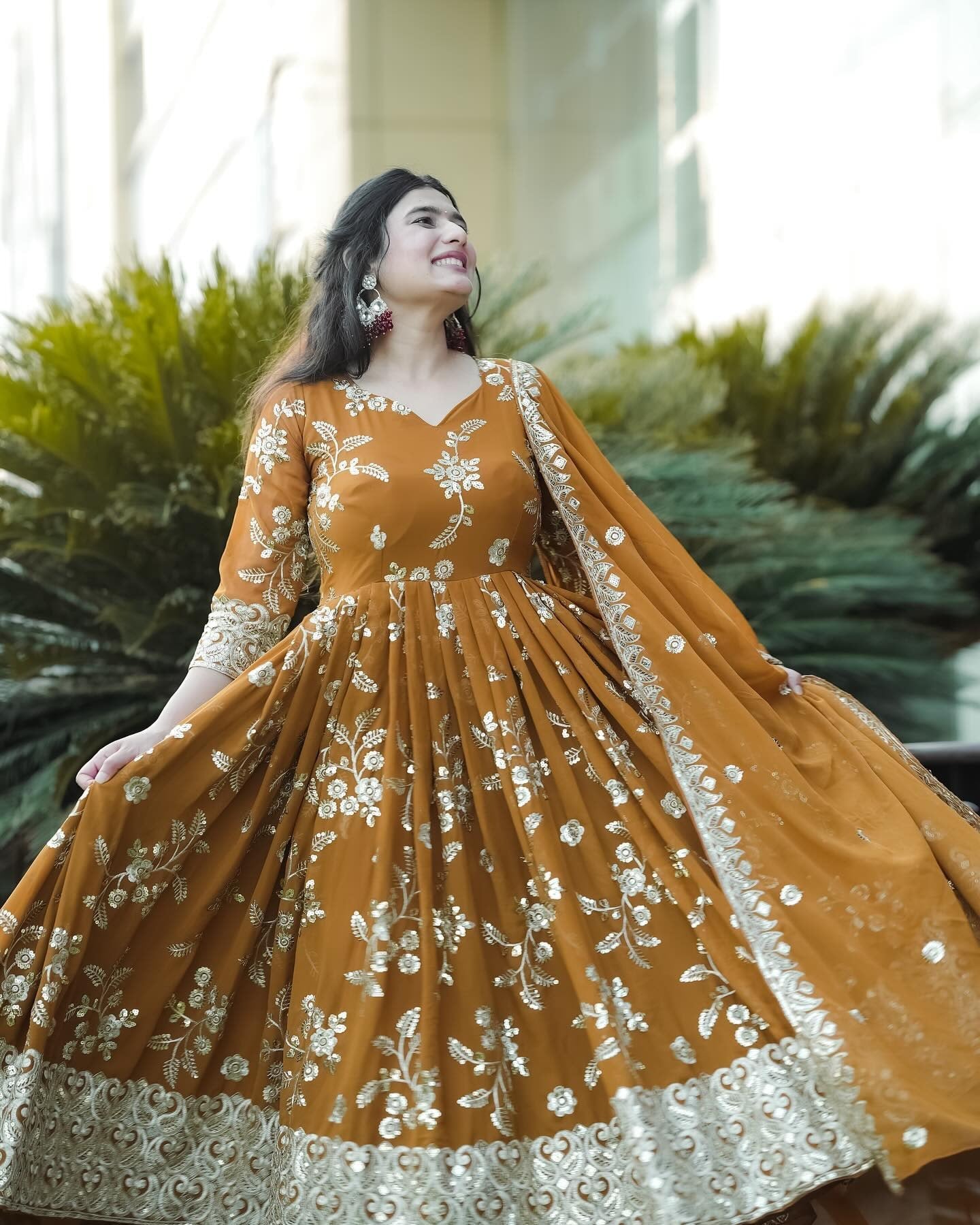 BROWN COLOR ANARKALI SUIT SET