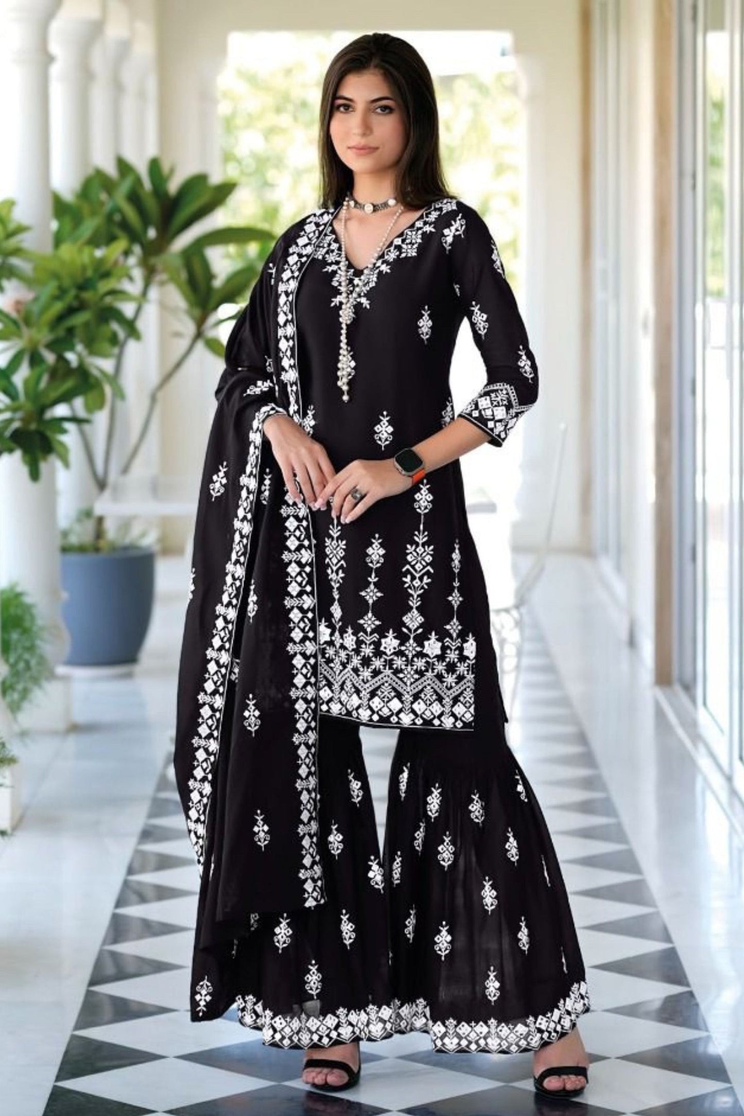 Black Mal Mal Sharara Suit