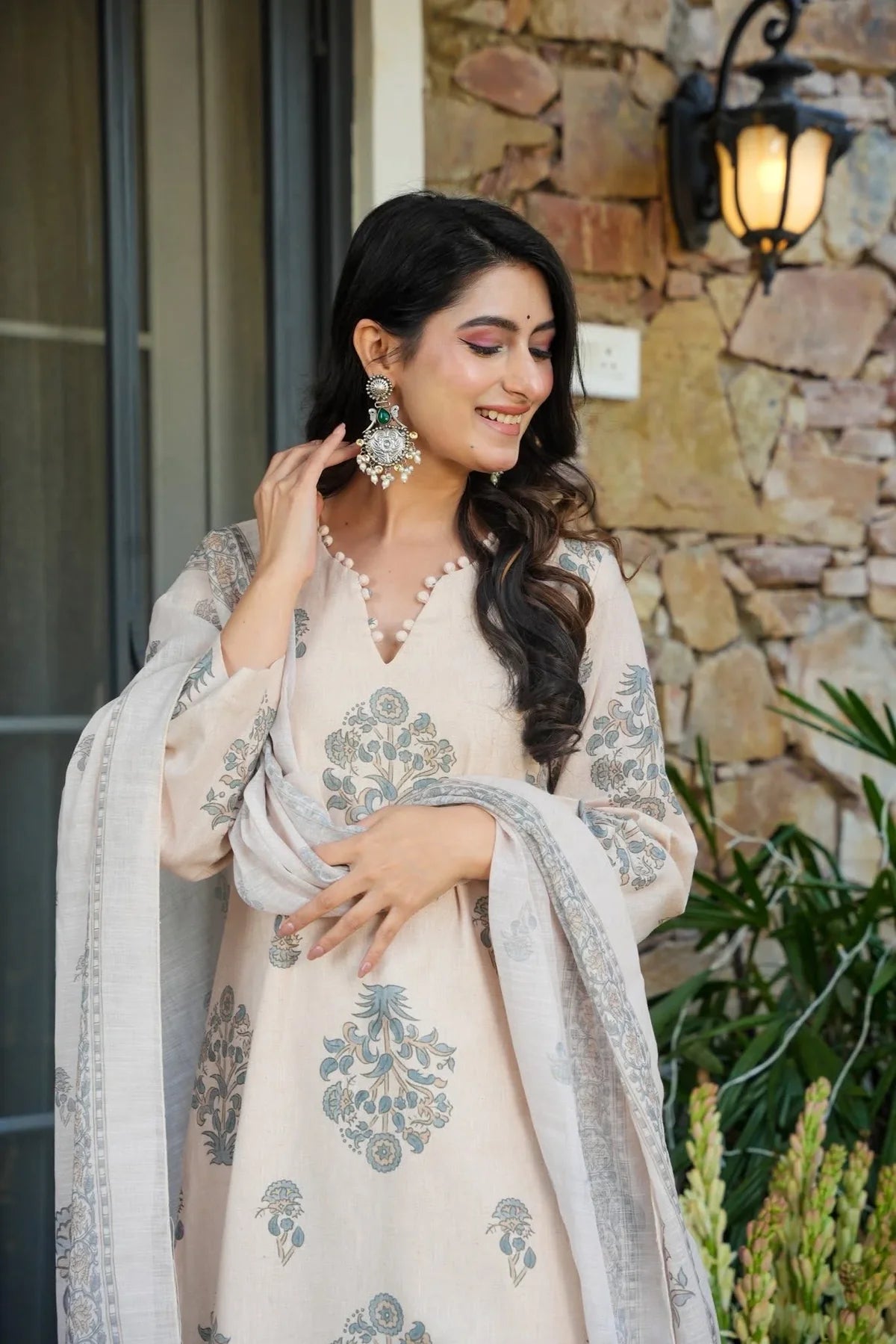 SAFRIN BLOCKPRINTED COTTON KURTA SET