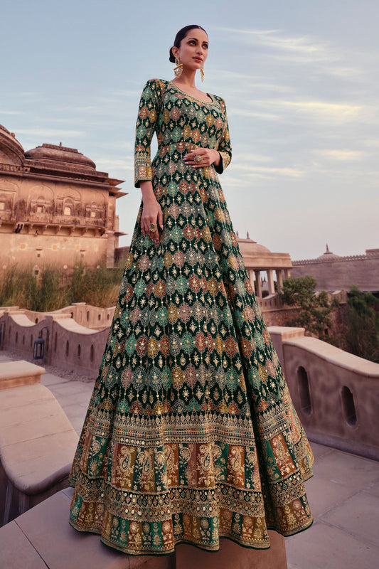 Green Georgette Floor Full Length Anarkali Suit
