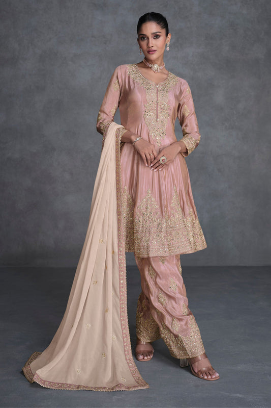 Baby Pink Organza salwar suit