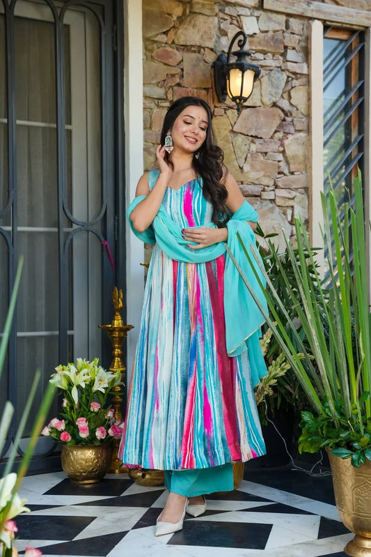 TARA SOFTWAVE RAYON ANARKALI SUIT SET