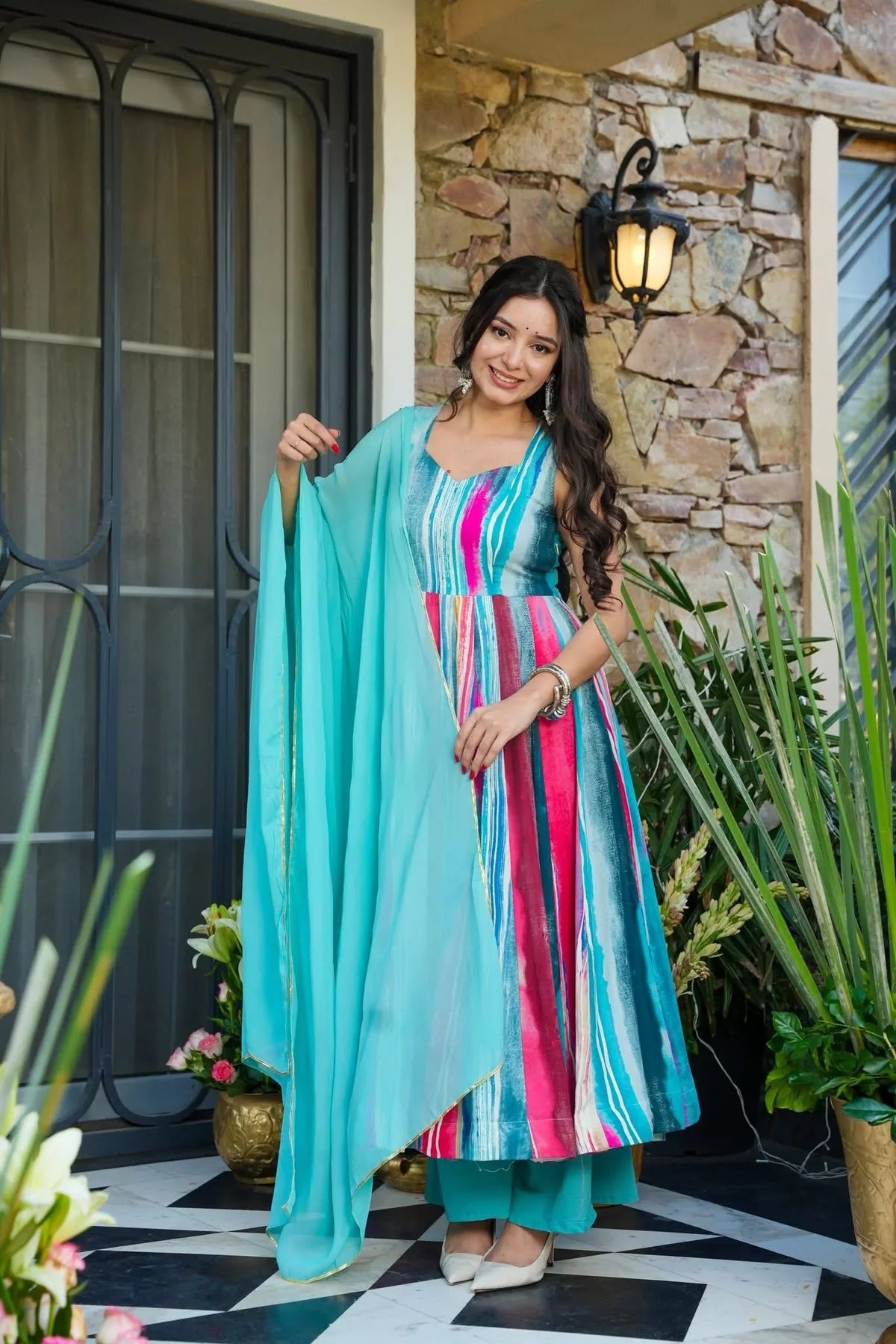 TARA SOFTWAVE RAYON ANARKALI SUIT SET