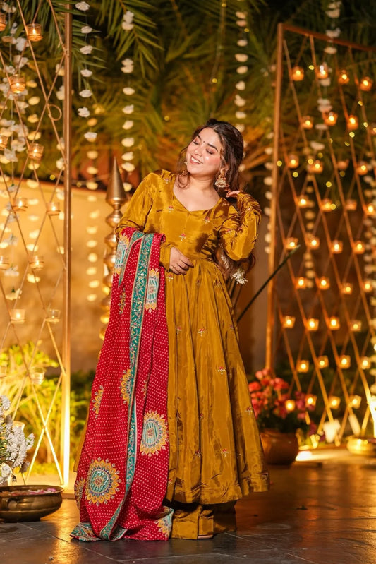 GULRUKH RANG SILK ANARKALI SUIT SET