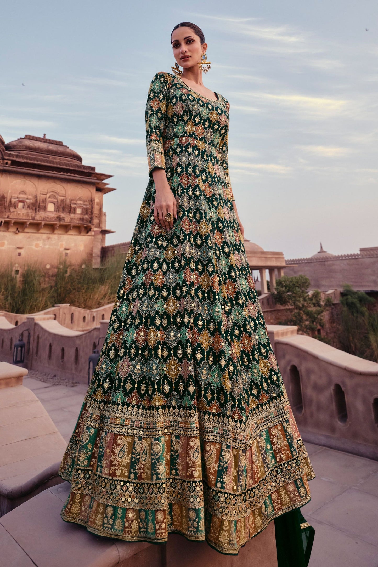 Green Georgette Floor Full Length Anarkali Suit
