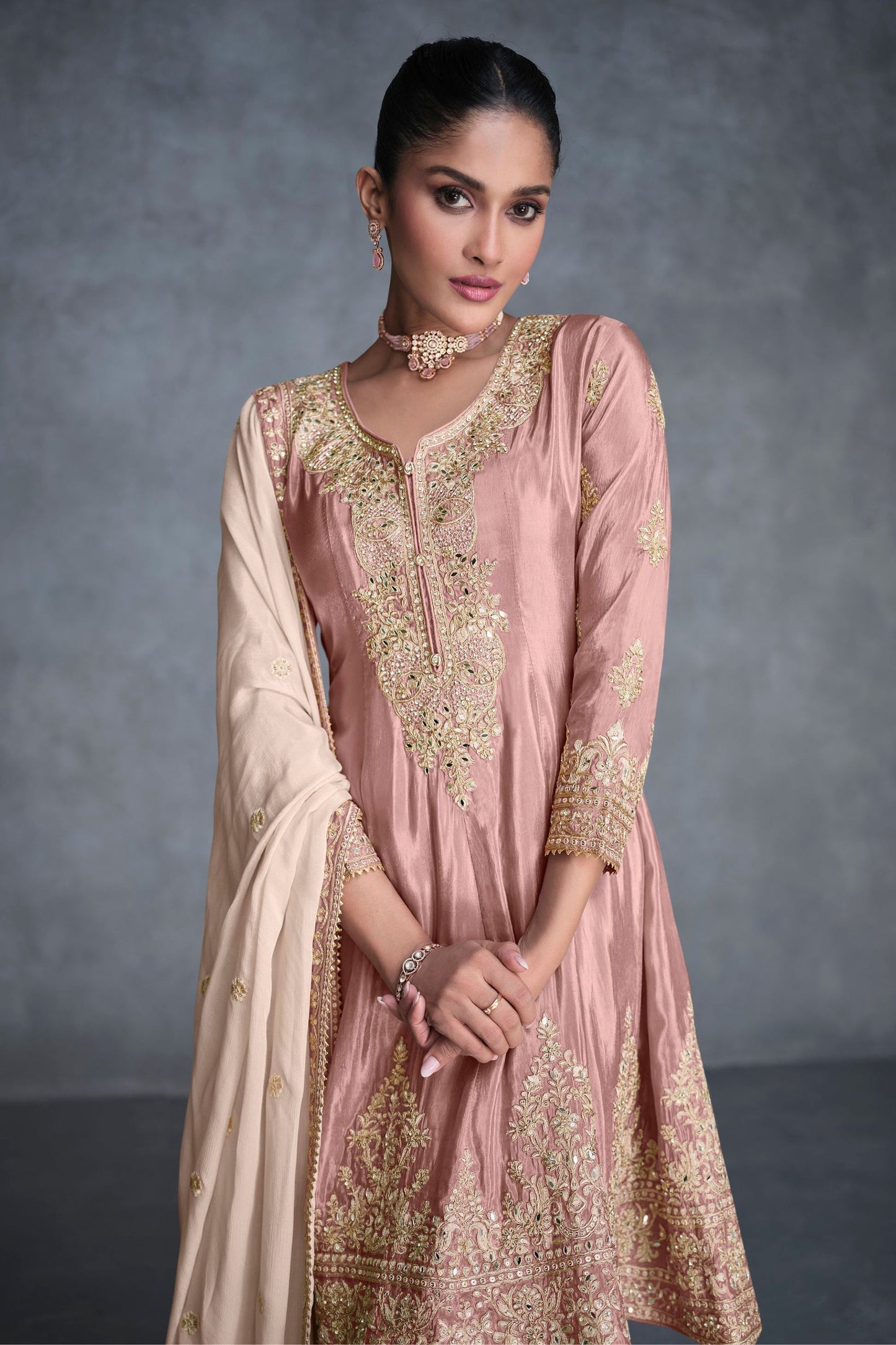 Baby Pink Organza salwar suit