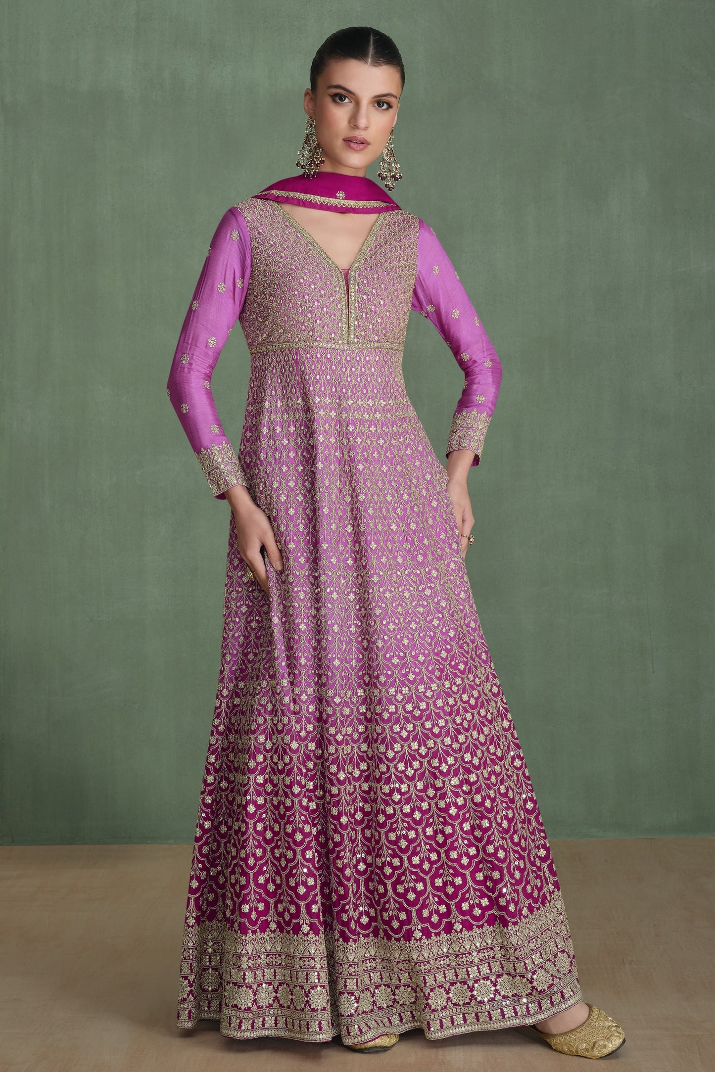 Pink Georgette Full Floor Length Dual Color Anarkali Suit