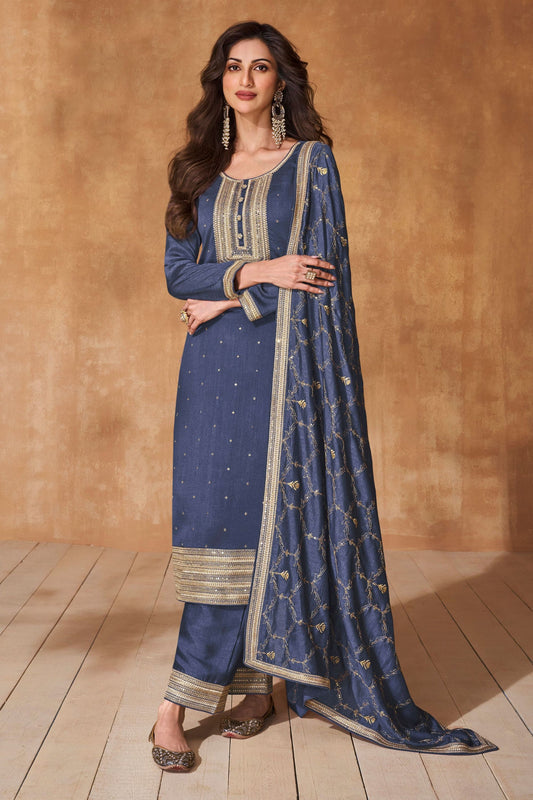 Blue Silk Salwar suit