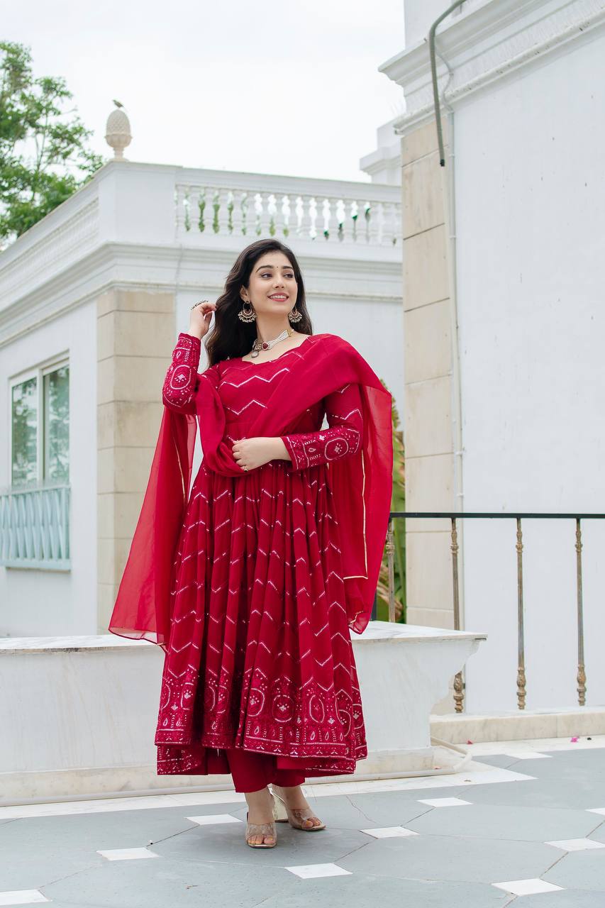 MARRON COLOURED ANARKALI SUIT SET