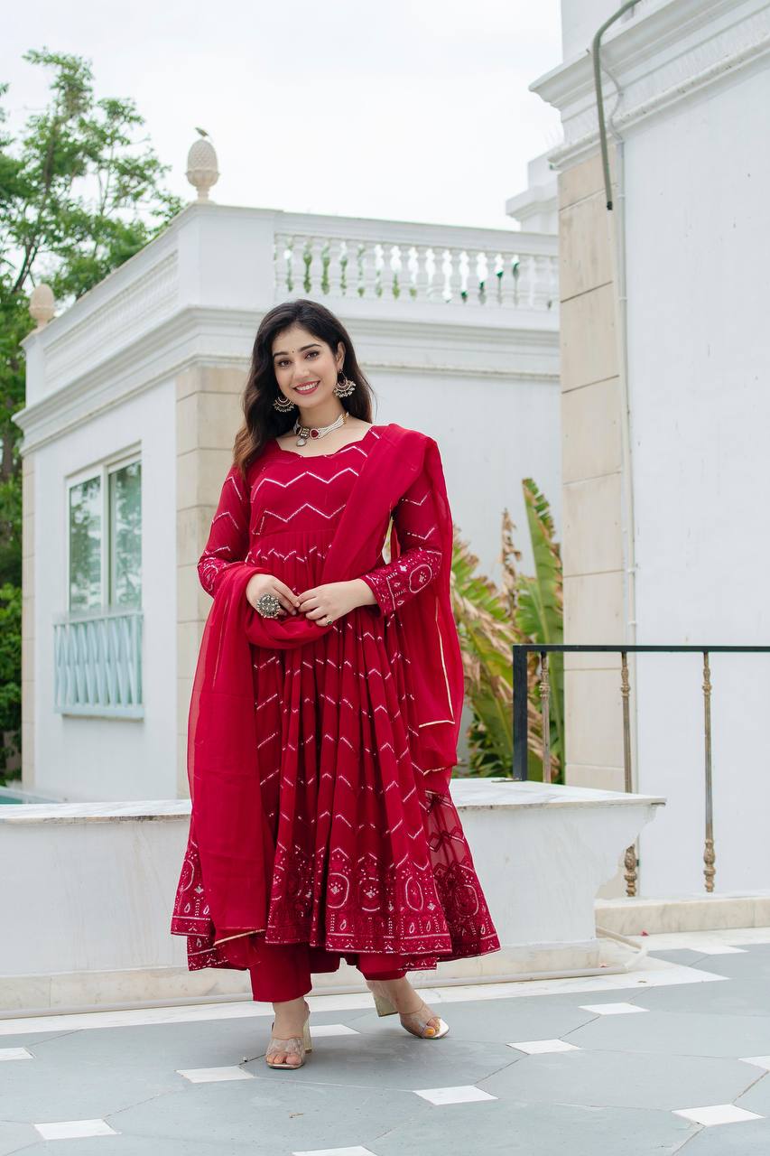 MARRON COLOURED ANARKALI SUIT SET