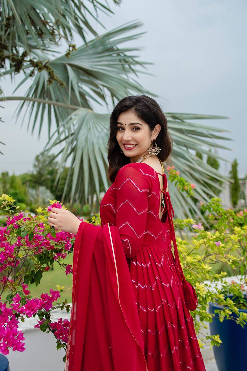 MARRON COLOURED ANARKALI SUIT SET