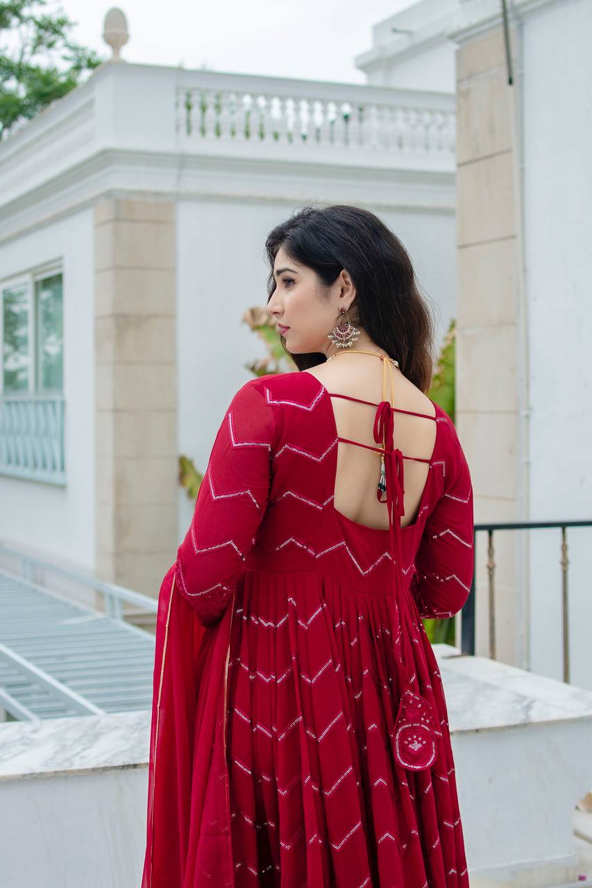 MARRON COLOURED ANARKALI SUIT SET