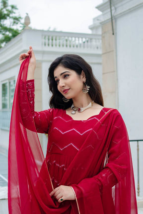 MARRON COLOURED ANARKALI SUIT SET
