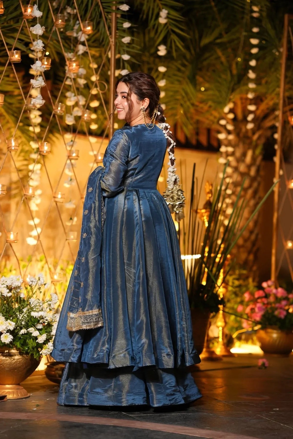 STARFALL BLUE WEDDING WEAR ANARKALI SUIT SET