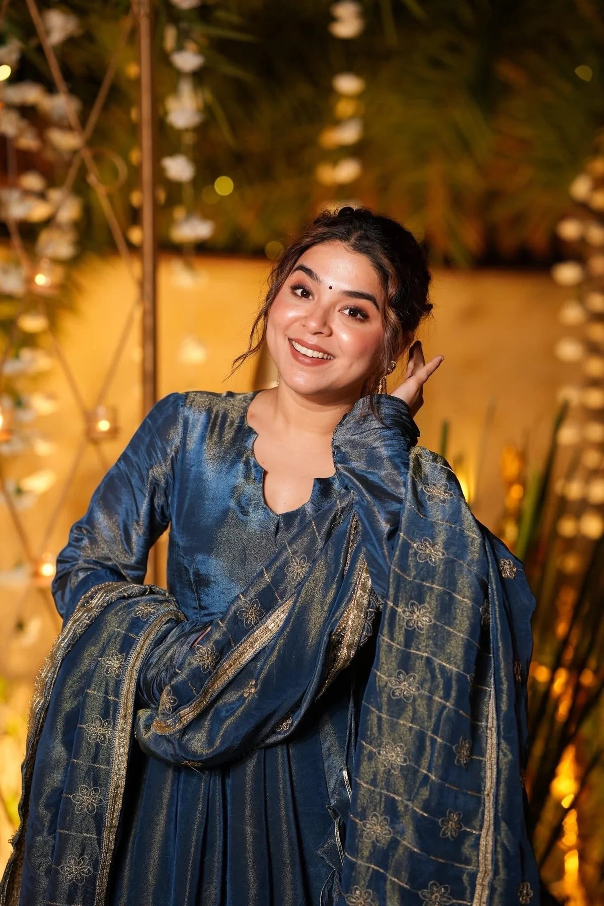 STARFALL BLUE WEDDING WEAR ANARKALI SUIT SET