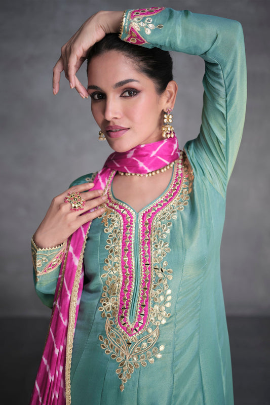 Green Organza Salwar suit