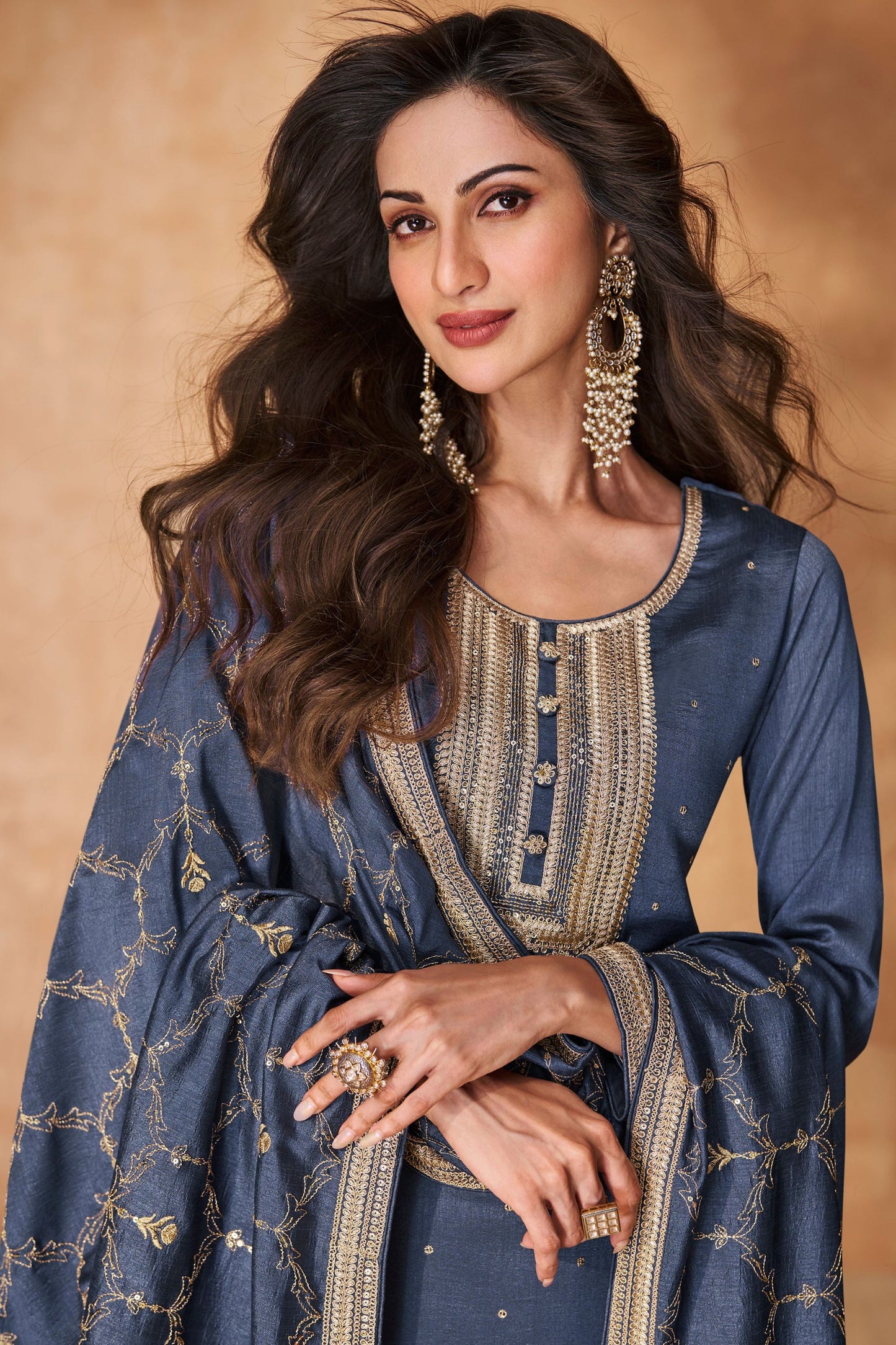 Blue Silk Salwar suit
