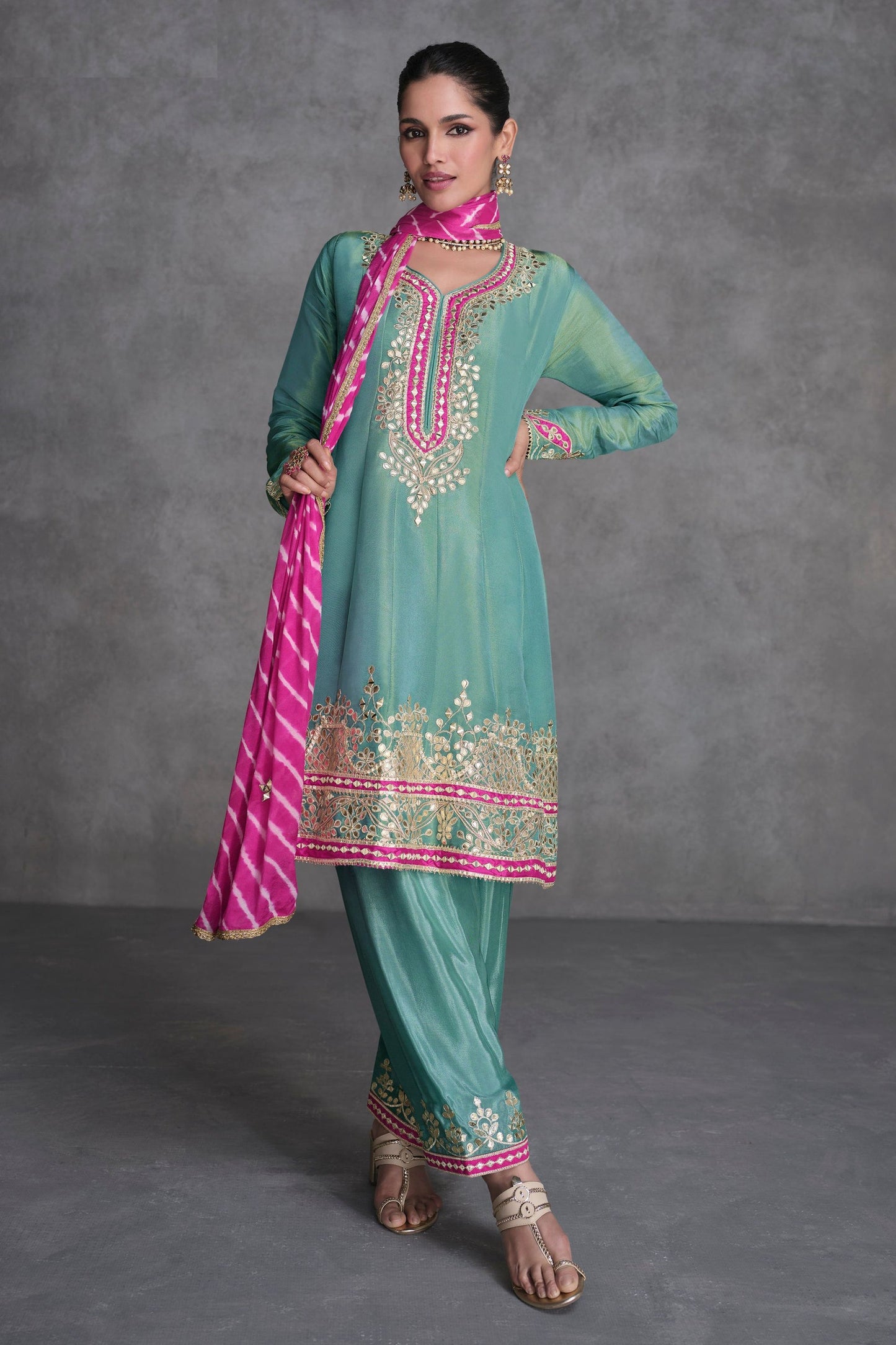 Green Organza Salwar suit