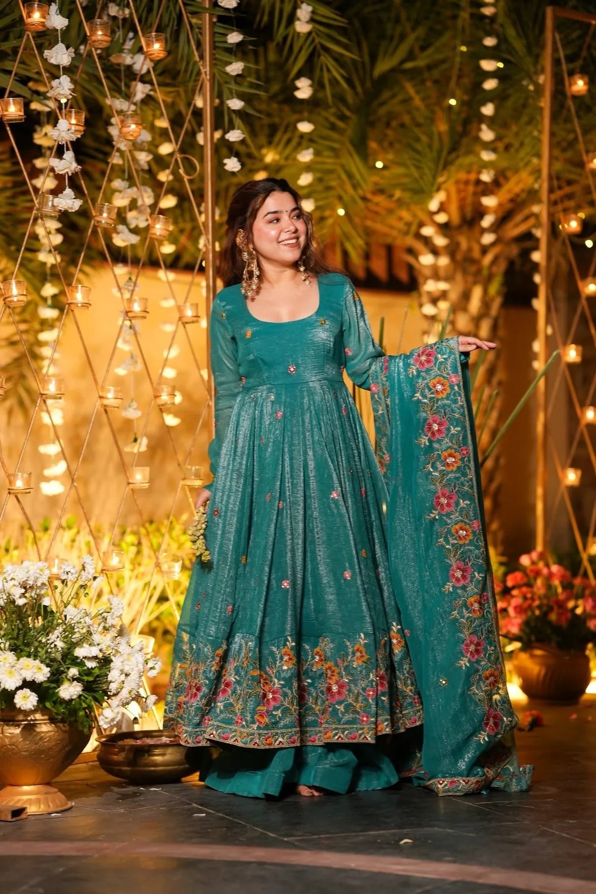 SAMHITA BLOOMWEAVE SILK ANARKALI SUIT SET