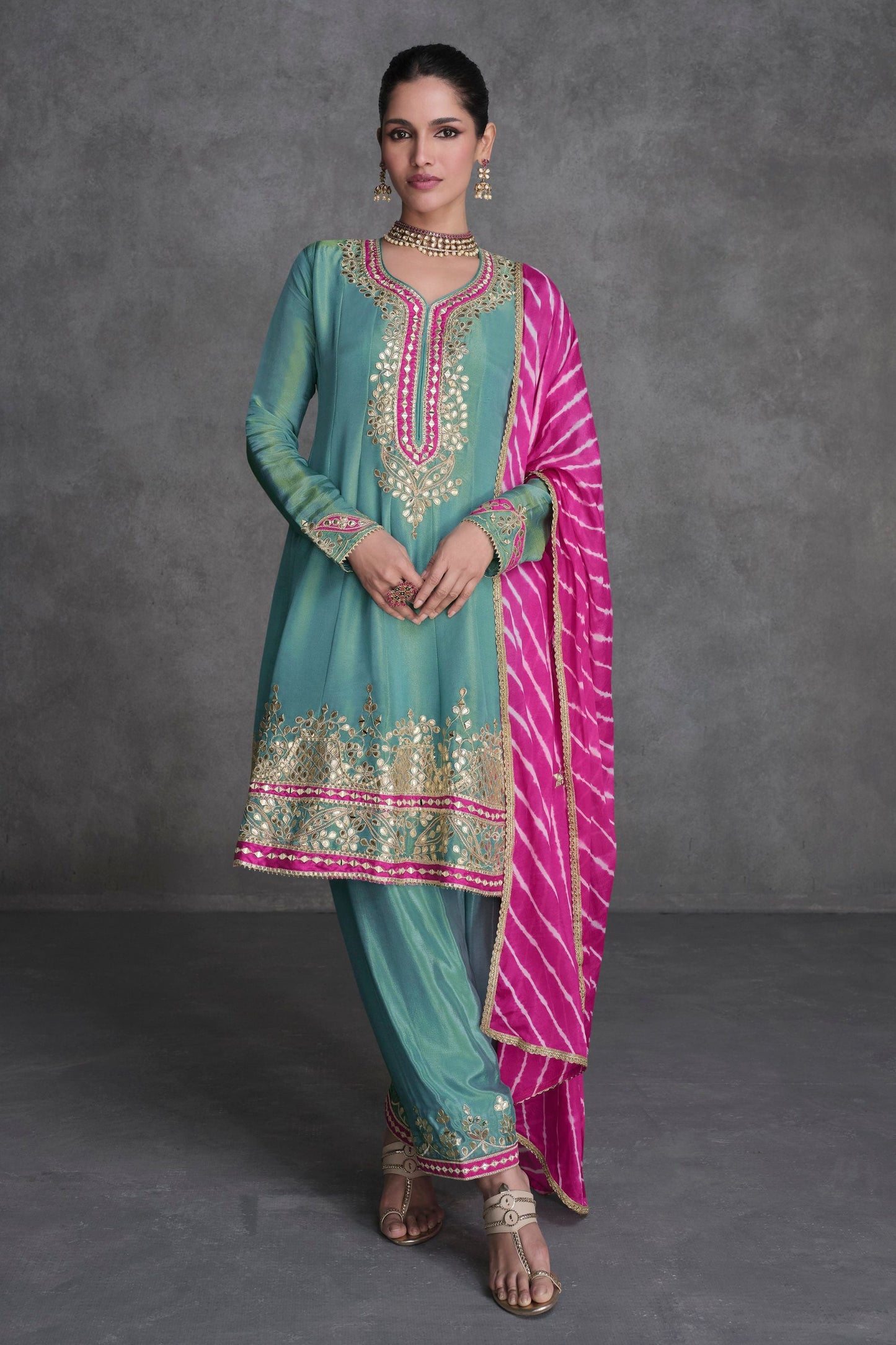 Green Organza Salwar suit