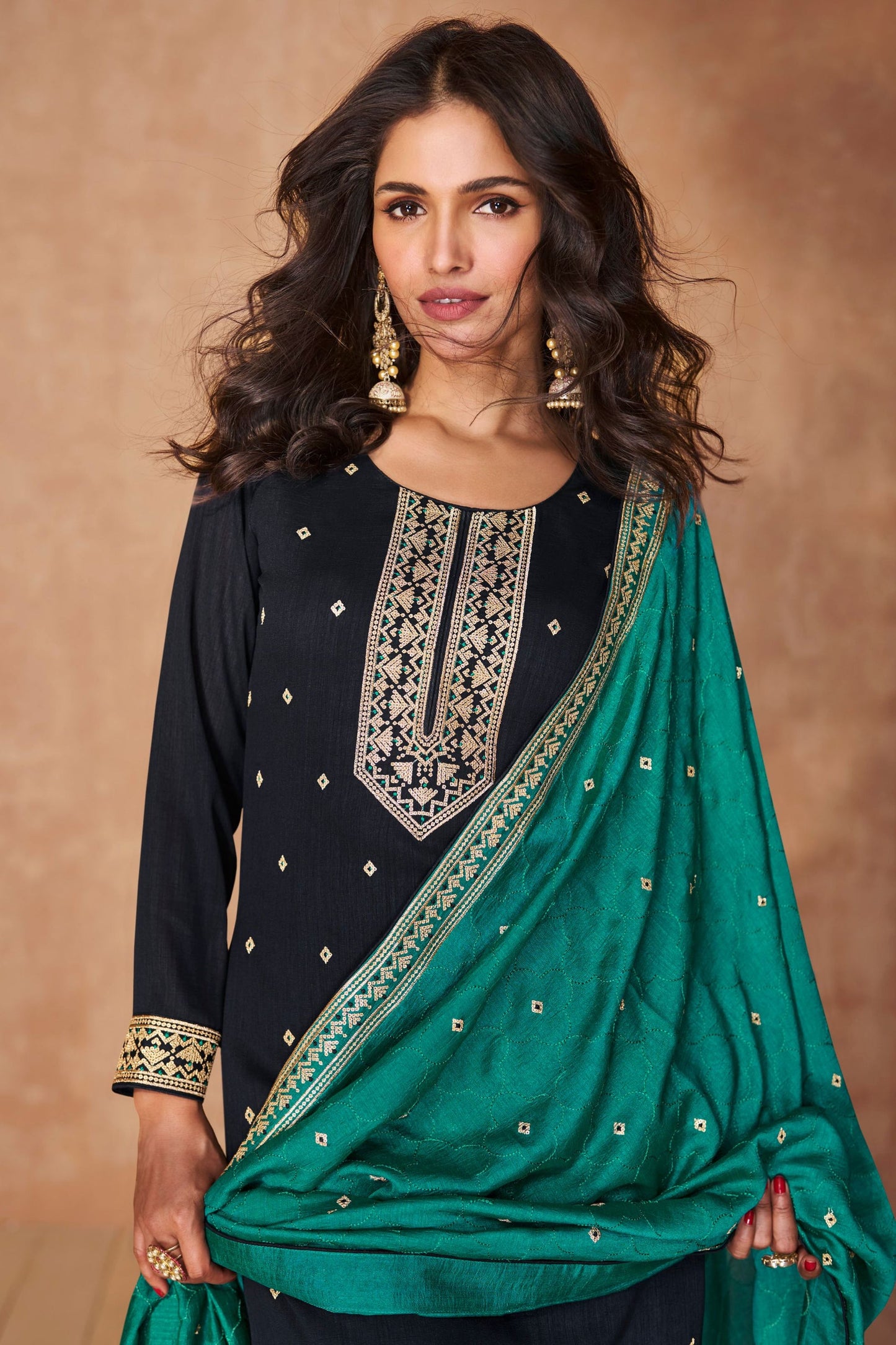 Navy Blue Silk Salwar suit