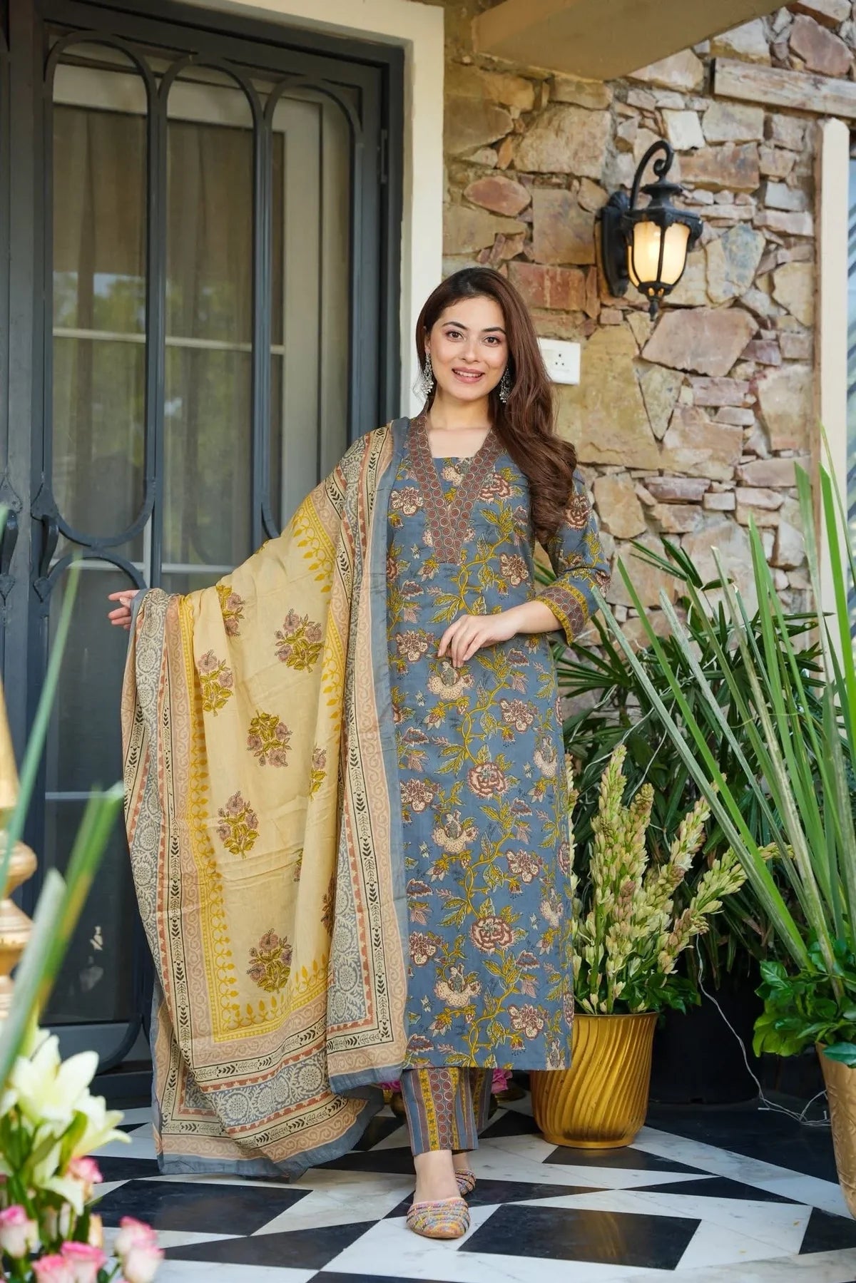 GULPRIYA FLORAL COTTON KURTA SET