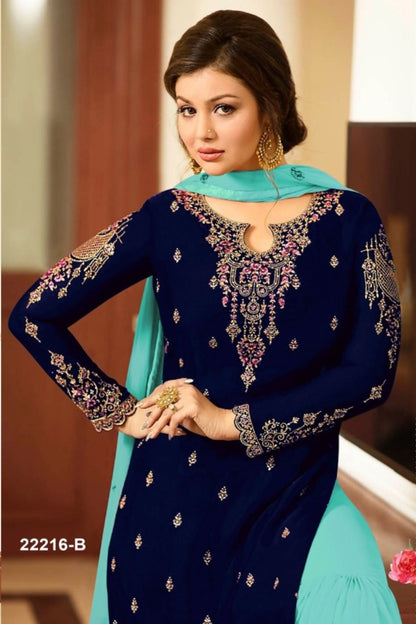 Blue Georgette Sharara Suit